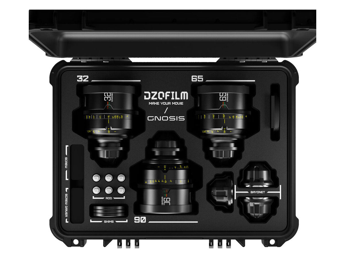 DZOFILM 32, 65, 90mm T2.8 Gnosis Macro Prime 3-Lens Kit (LPL with PL & EF Mounts) - Metric