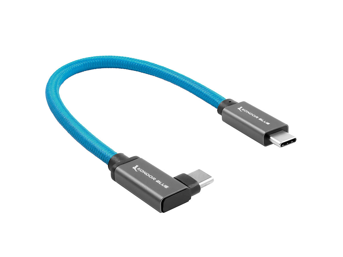 Kondor Blue USB C to USB C High Speed Cable for SSD Recording - Right Angle (8.5")