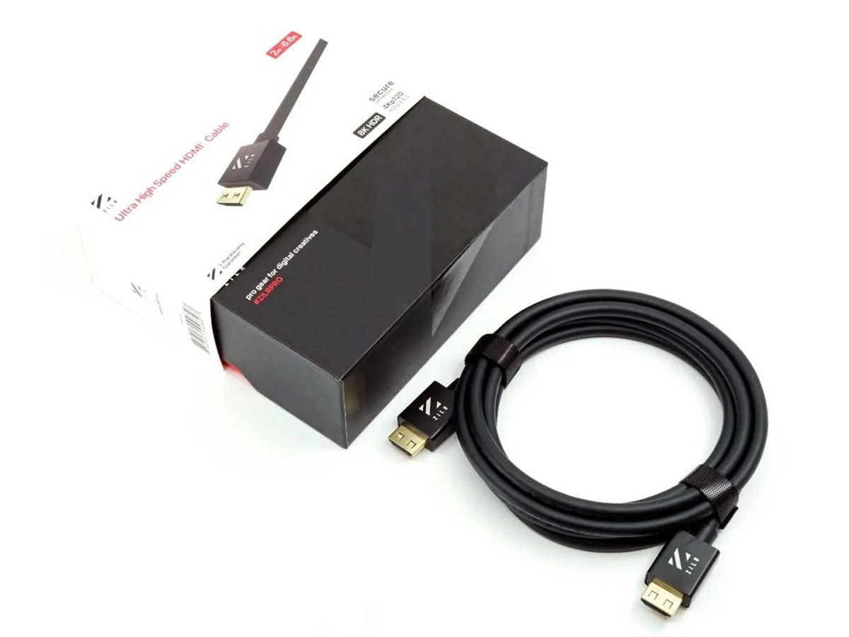 ZILR High Speed HDMI Cable with Ethernet (8Kp60 Secure Type-A) - 2m / 6.6ft