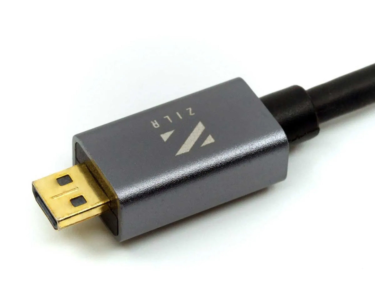 ZILR High Speed HDMI Secure Cable (4Kp60 Hyper-Thin Type-A Full to Type-C Mini) - 45cm / 17.7"