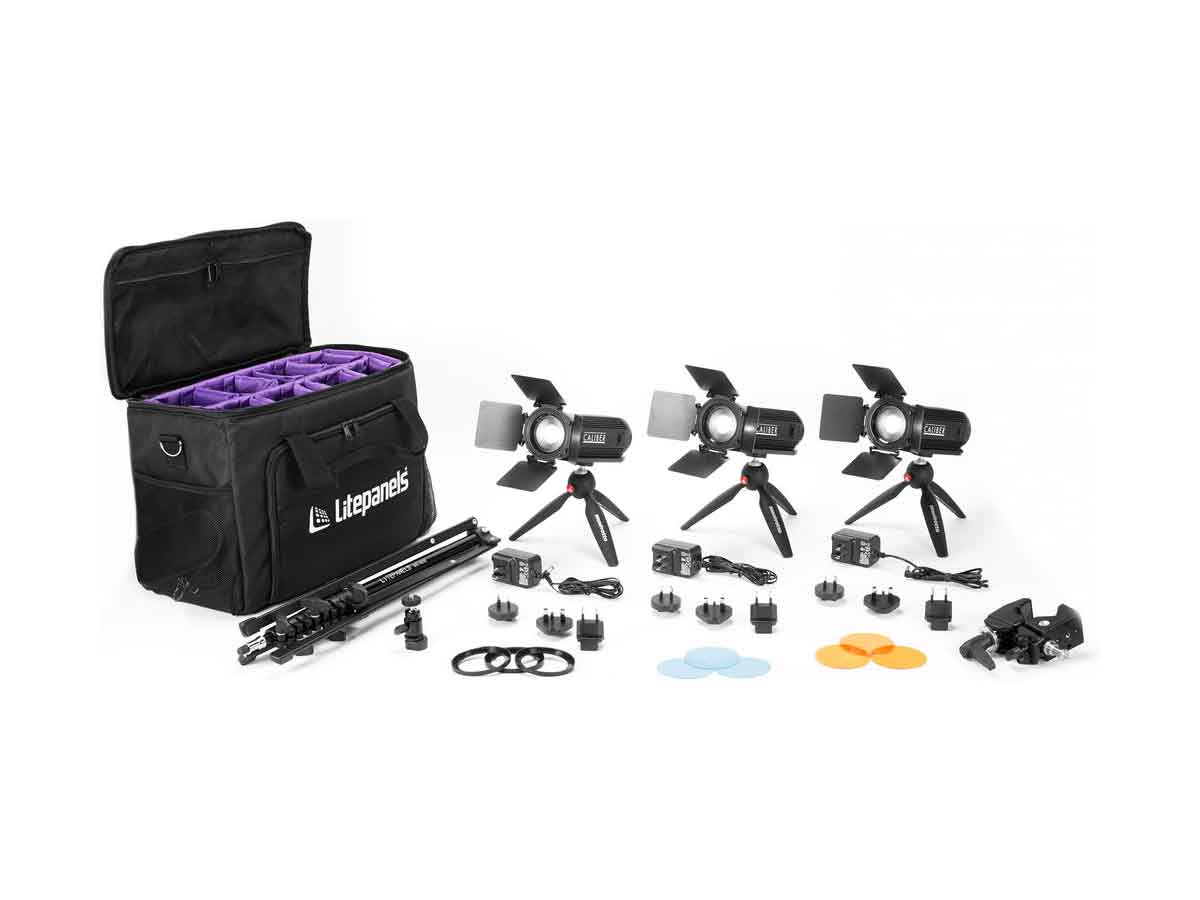 Litepanels Caliber LED Fresnel 3-Light Kit with Soft Case