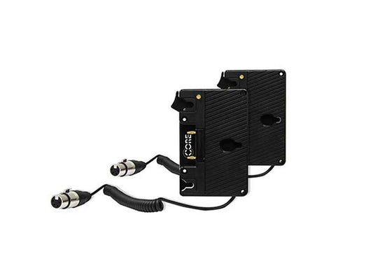 CoreSWX Double Gold mount kit with coiled Powertap to XLR 4-pin for Atomos Sumo