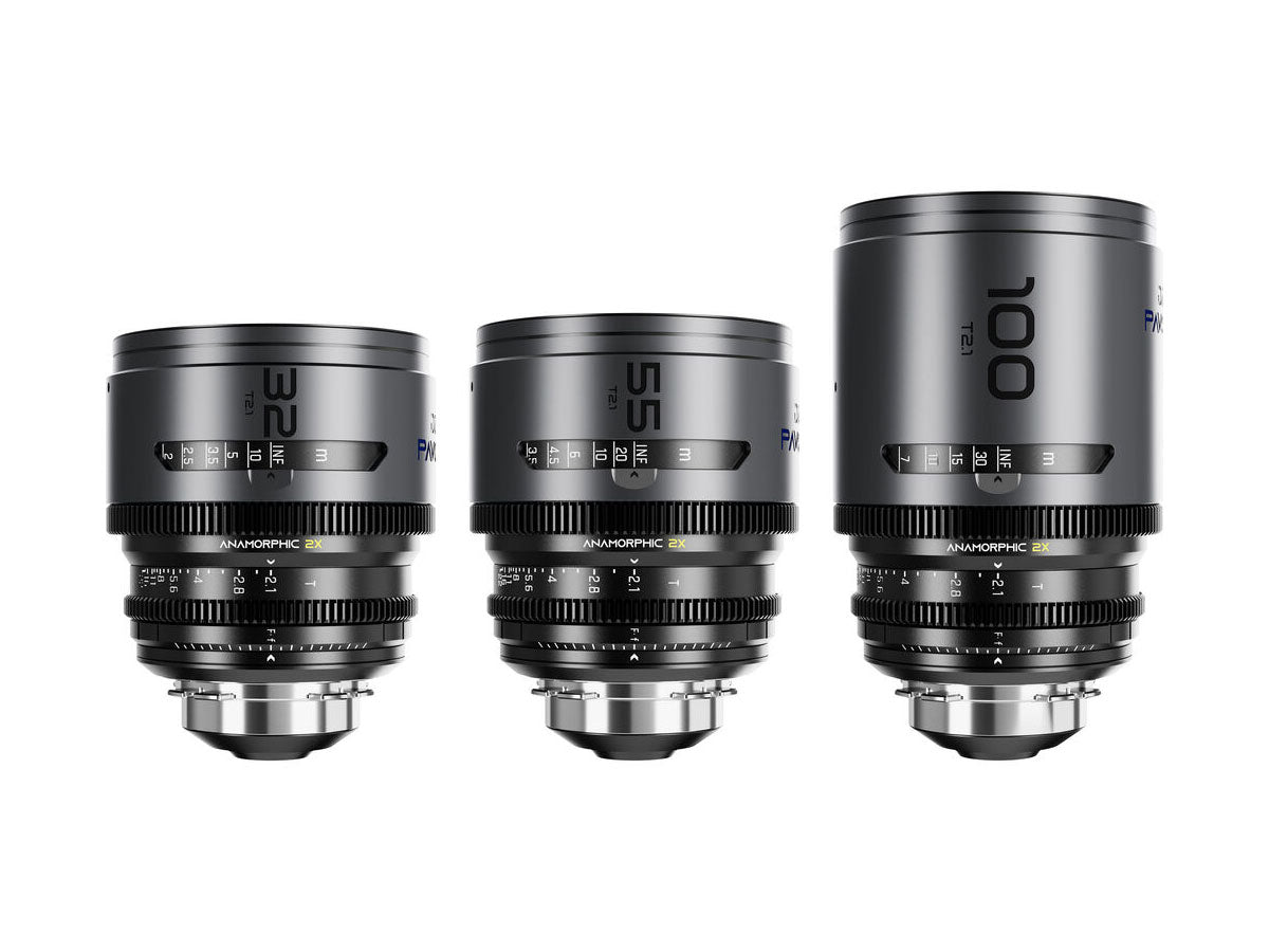 DZOFilm Pavo 2x Anamorphic Prime T2.1 3 Lens Bundle (32/55/100mm) - Blue Coating