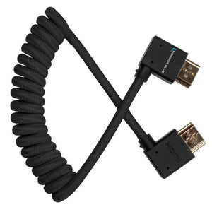 Kondor Blue 90-Degree Angle HDMI to HDMI Coiled Cable - Black