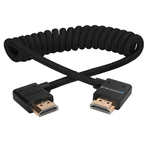 Kondor Blue 90-Degree Angle HDMI to HDMI Coiled Cable - Black