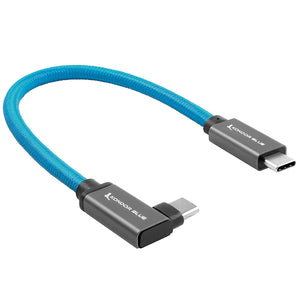 Kondor Blue USB C to USB C High Speed Cable for SSD Recording - Right Angle (8.5")
