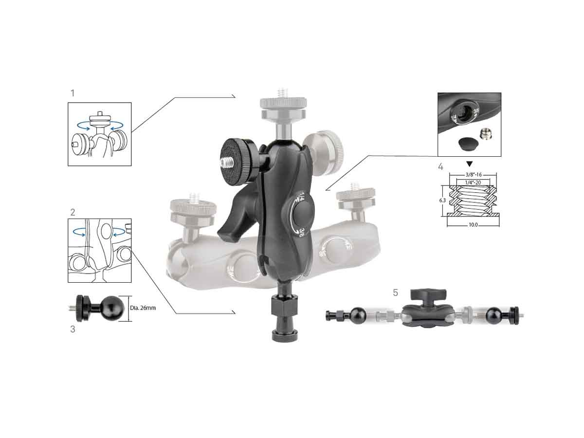 Kupo Ball Head w/ Cold Shoe Adapter