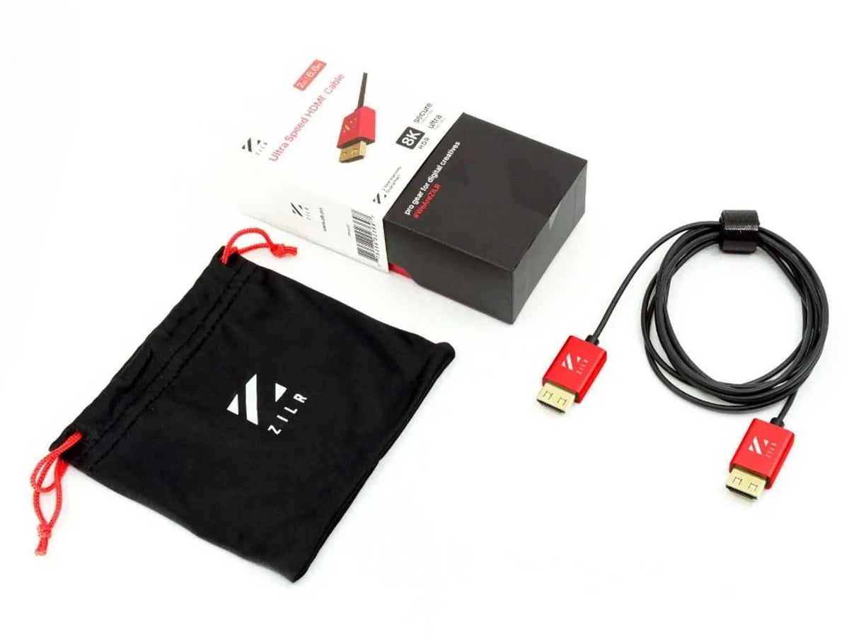 ZILR Ultra High Speed HDMI Cable with Ethernet (Hyper-Thin 8Kp60 Secure Type-A) - 2m / 6.6ft